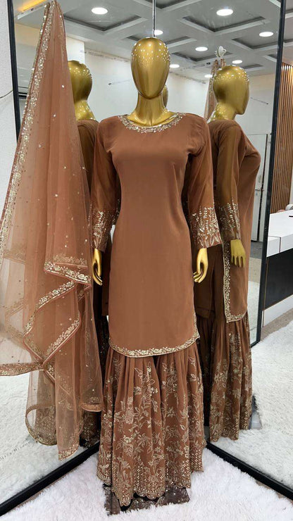 Faux Georgette Kesh123 5167 Suits & Dresses  Ladies Sharara Salwar Embroidery Georgette Suits