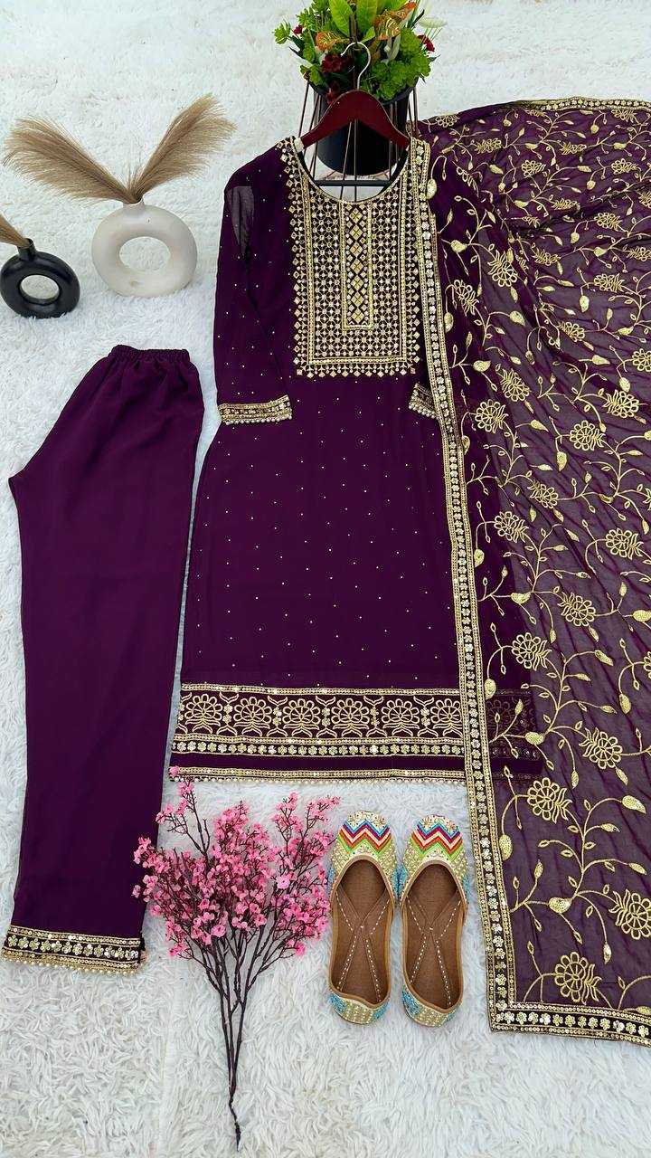 Faux Georgette Kesh123 5175 Suits & Dresses Islamic Clothing  Embroidery Ladies Pakistani Georgette Wedding Suits