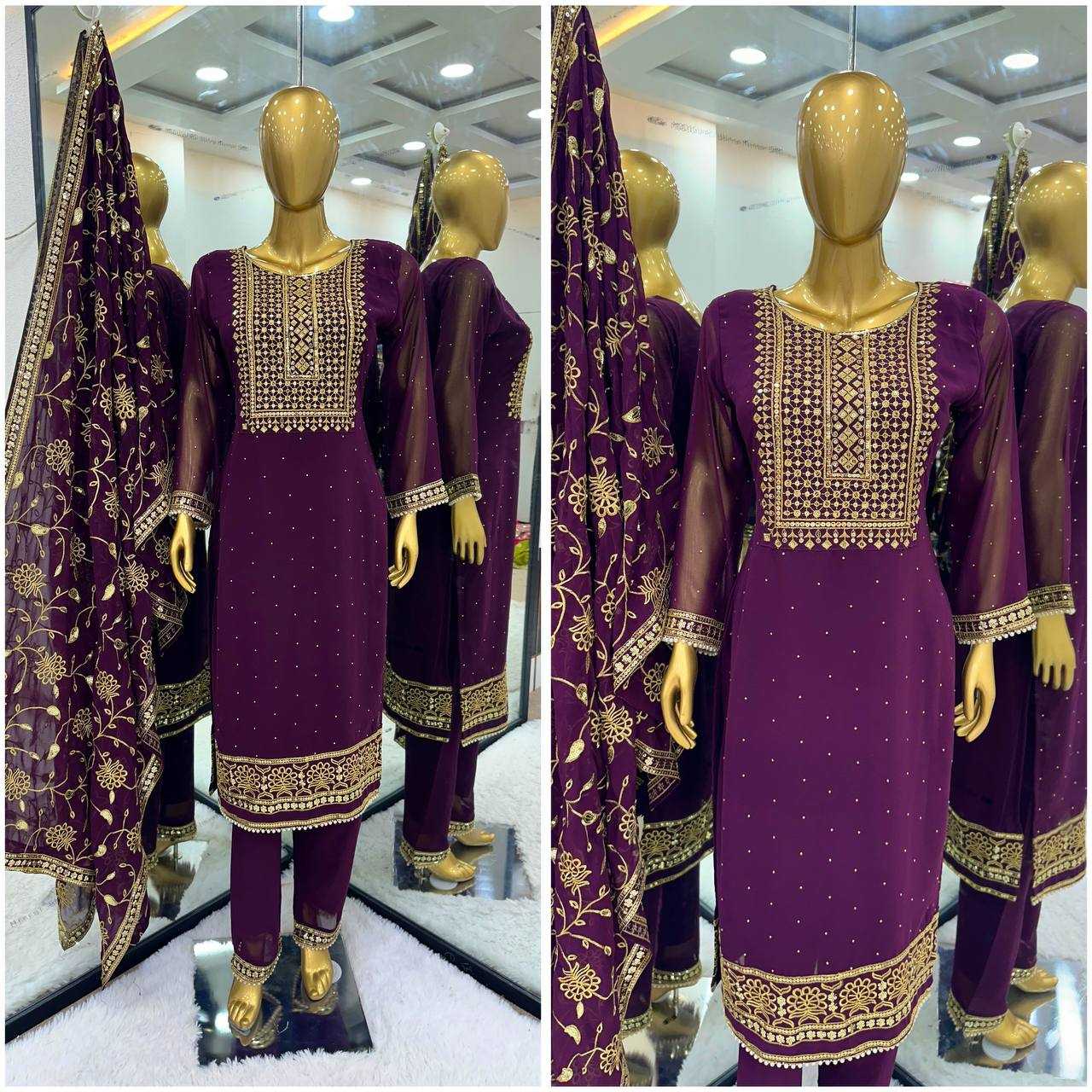 Faux Georgette Kesh123 5175 Suits & Dresses Islamic Clothing  Embroidery Ladies Pakistani Georgette Wedding Suits