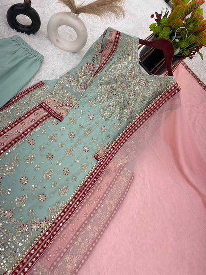 Faux Georgette Kesh123 5176 Suits & Dresses Islamic Clothing  Sharara Salwar Pakistani Embroidery Georgette Wedding Suits