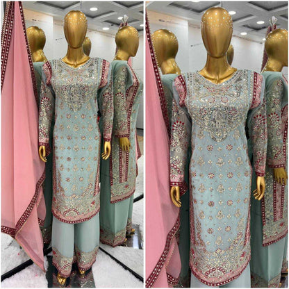 Faux Georgette Kesh123 5176 Suits & Dresses Islamic Clothing  Sharara Salwar Pakistani Embroidery Georgette Wedding Suits