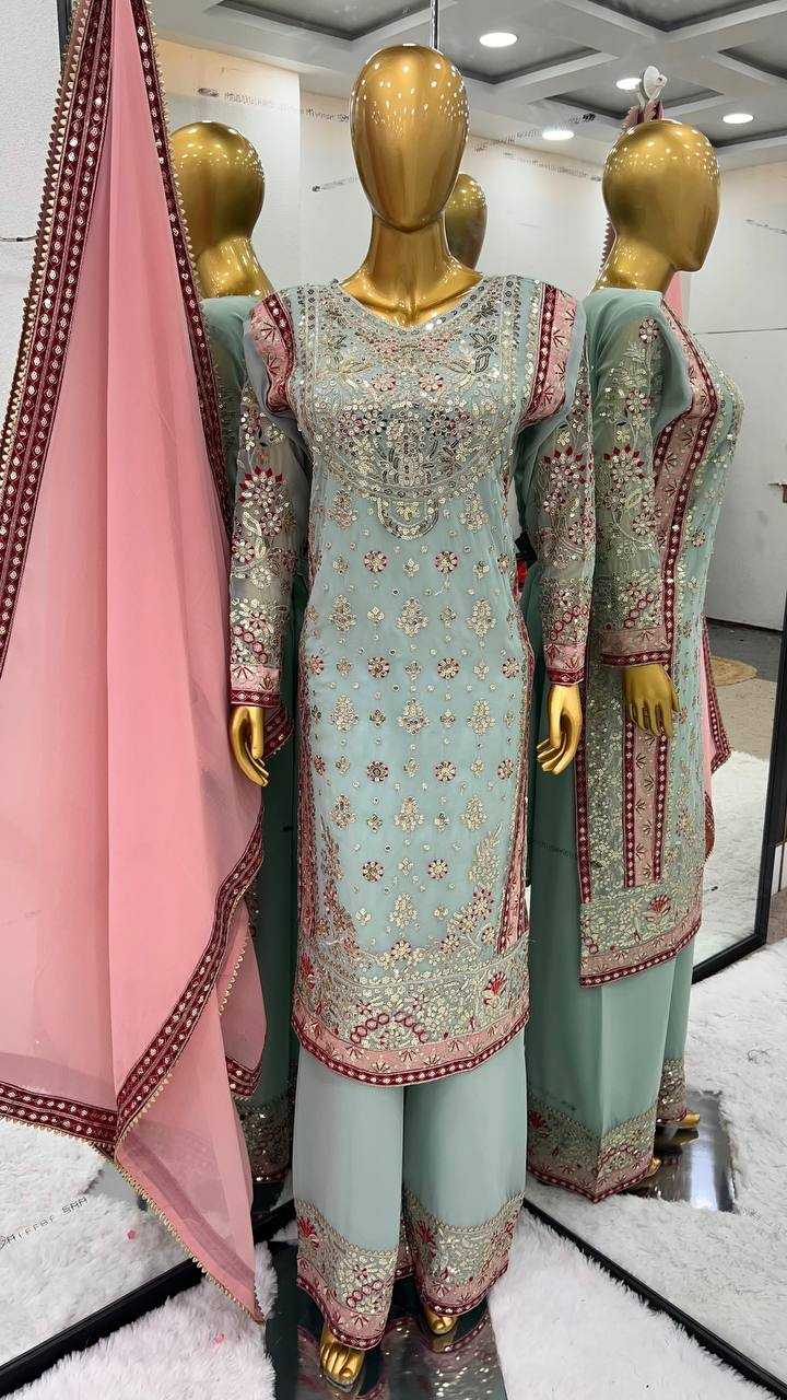 Faux Georgette Kesh123 5176 Suits & Dresses Islamic Clothing  Sharara Salwar Pakistani Embroidery Georgette Wedding Suits