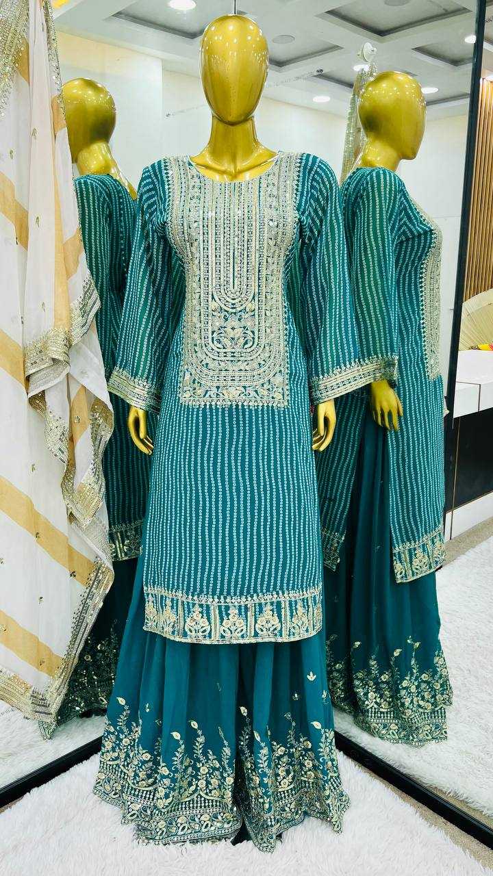 Faux Georgette Kesh123 5198 Suits & Dresses  Sharara Salwar Embroidery Georgette Suits