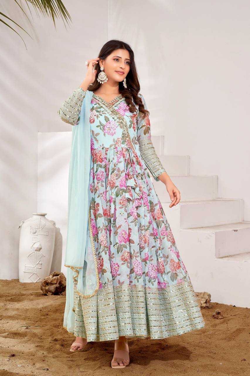 Faux Georgette Kesh124 751 Gowns  Printed Anarkali Party Long Georgette Gowns