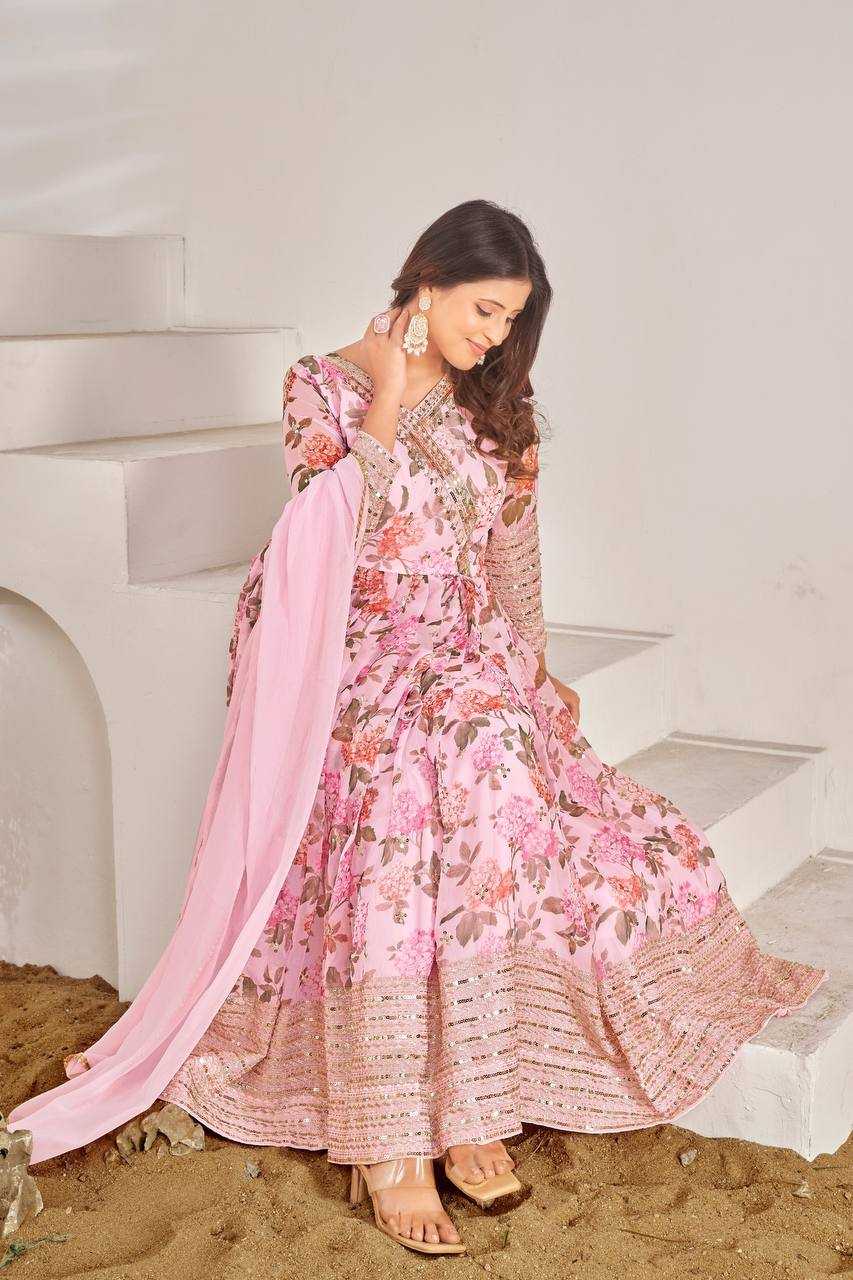 Faux Georgette Kesh124 751 Gowns  Printed Anarkali Party Long Georgette Gowns