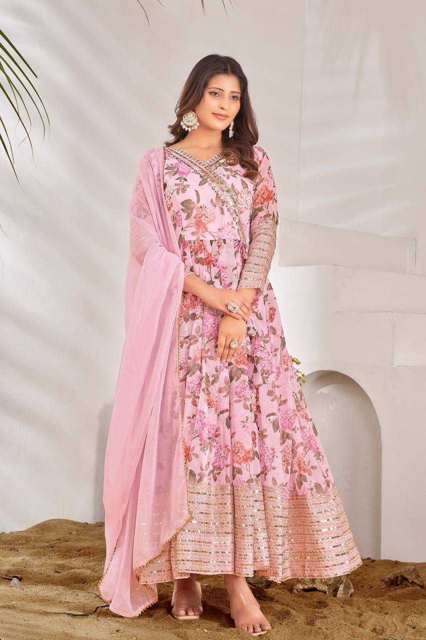 Faux Georgette Kesh124 751 Gowns  Printed Anarkali Party Long Georgette Gowns