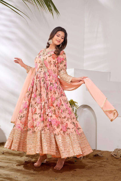 Faux Georgette Kesh124 751 Gowns  Printed Anarkali Party Long Georgette Gowns