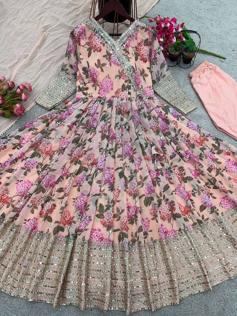 Faux Georgette Kesh124 751 Gowns  Printed Anarkali Party Long Georgette Gowns