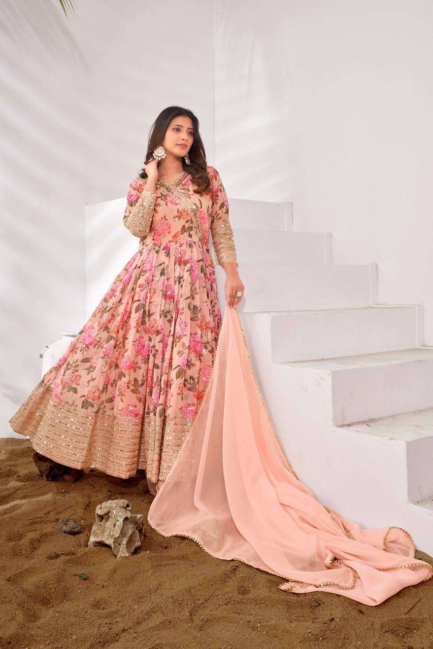 Faux Georgette Kesh124 751 Gowns  Printed Anarkali Party Long Georgette Gowns