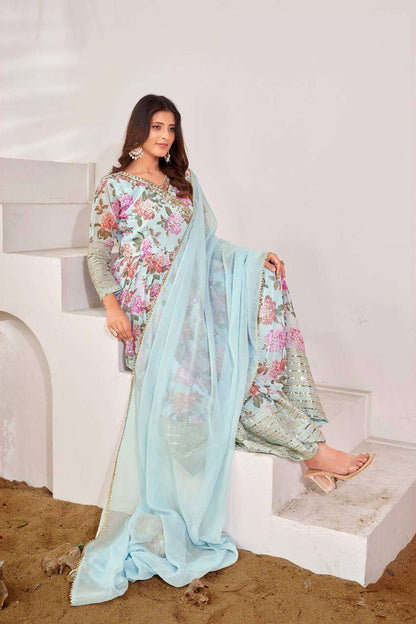 Faux Georgette Kesh124 751 Gowns  Printed Anarkali Party Long Georgette Gowns