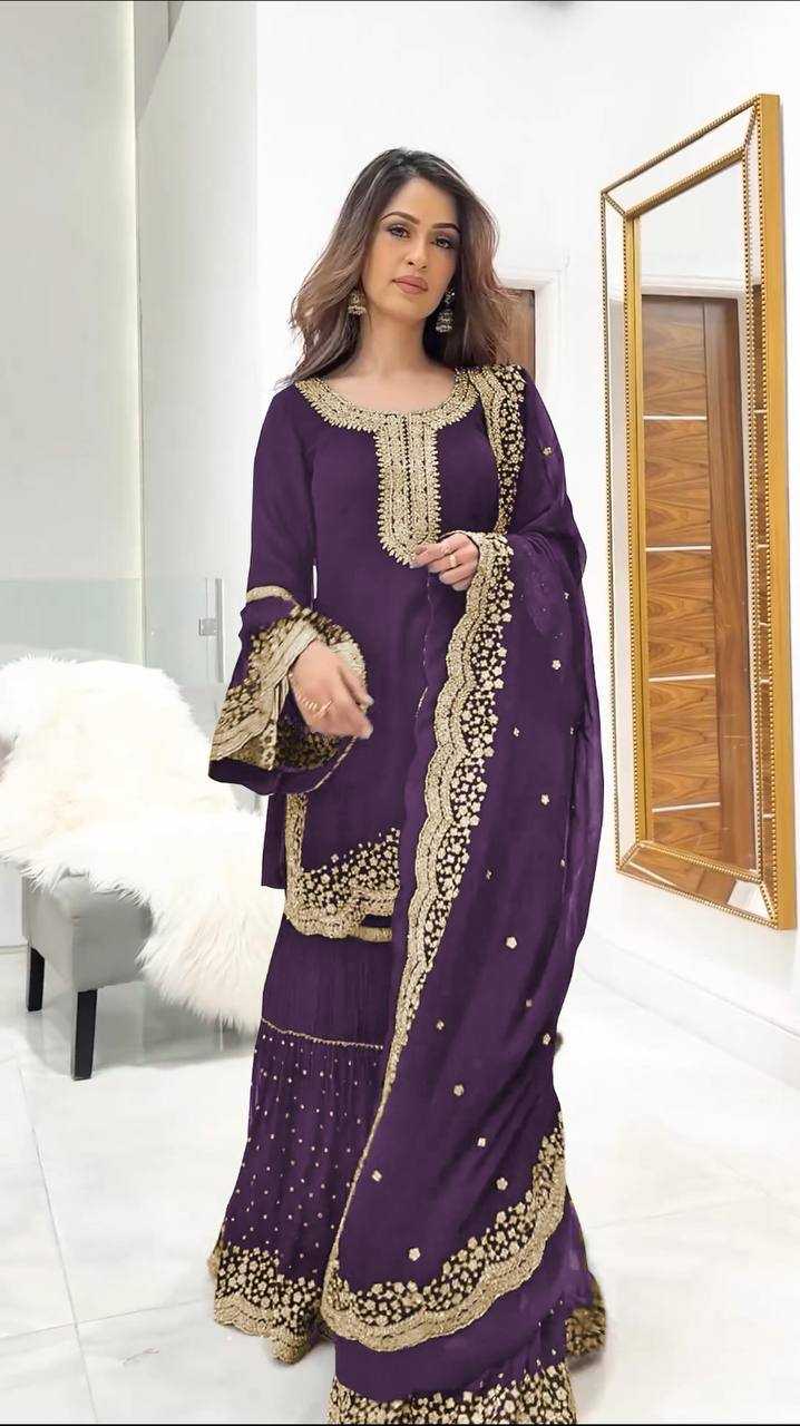 Faux Georgette Kesh124 797 Suits & Dresses Islamic Clothing  Pakistani Embroidered Sharara Salwar Georgette Suits