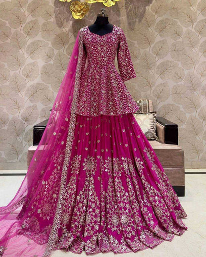 Faux Georgette Kesh124 819 Lehengas  Fancy Traditional Embroidered Lehengas