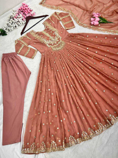 Faux Georgette Kesh125 3021 Gowns  Embroidery Anarkali Long Georgette Gowns