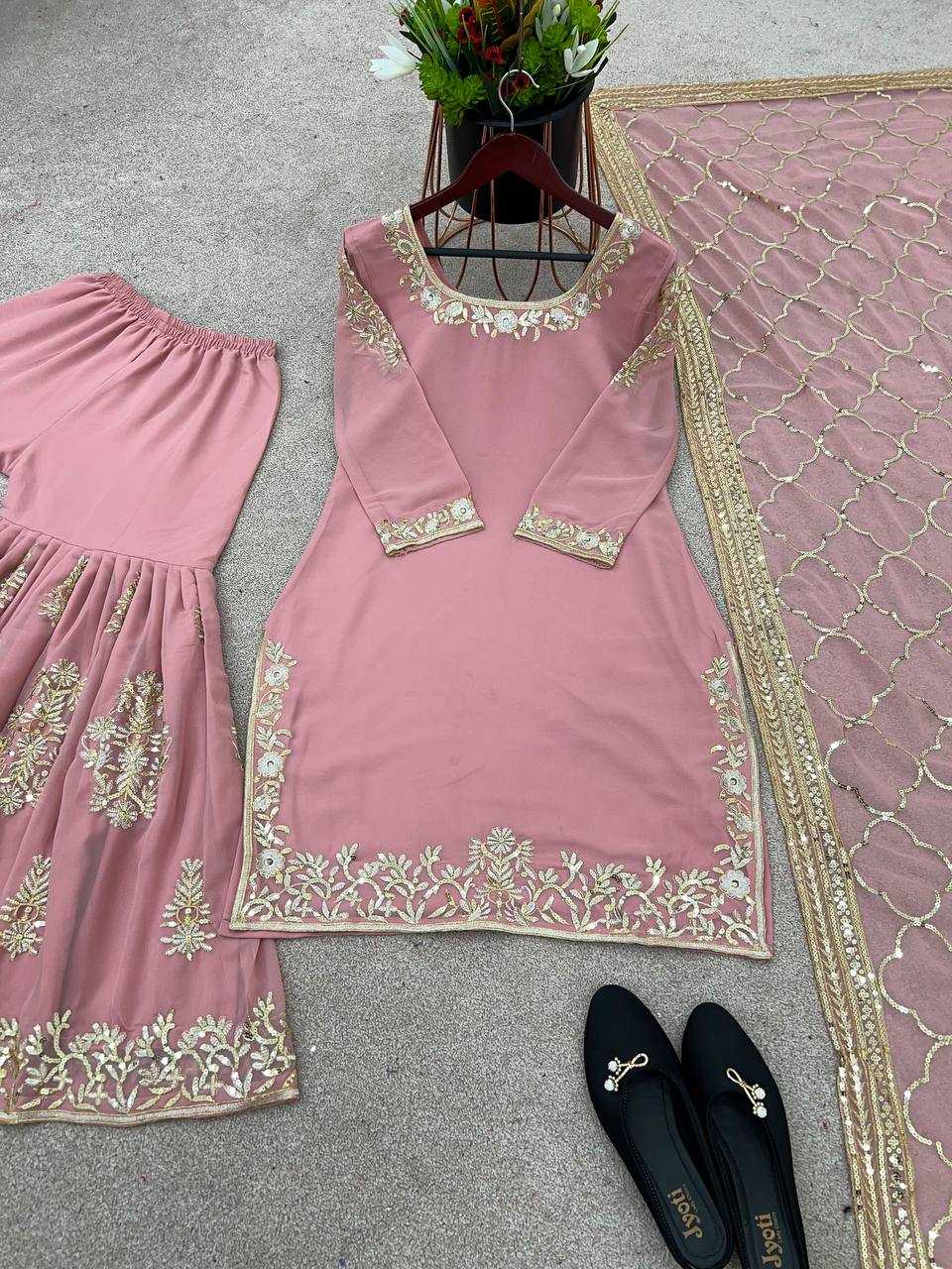 Faux Georgette Kesh125 3057 Suits & Dresses  Sharara Salwar Embroidery Georgette Wedding Suits