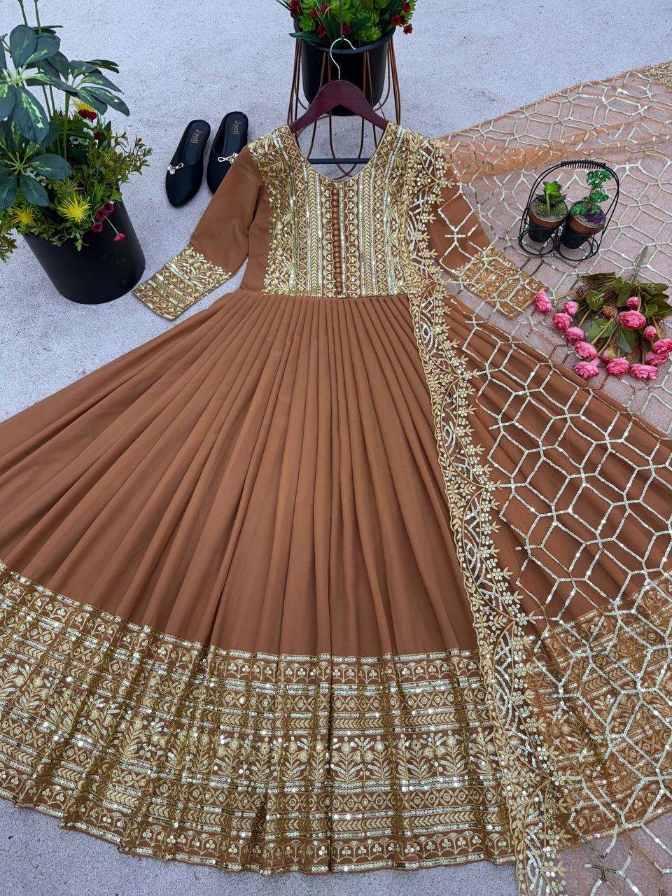 Faux Georgette Kesh125 3059 Gowns  Embroidery Anarkali Long Georgette Wedding Gowns