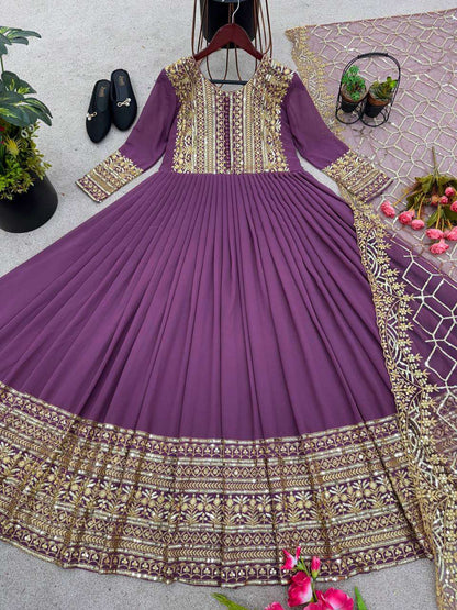 Faux Georgette Kesh125 3059 Gowns  Embroidery Anarkali Long Georgette Wedding Gowns