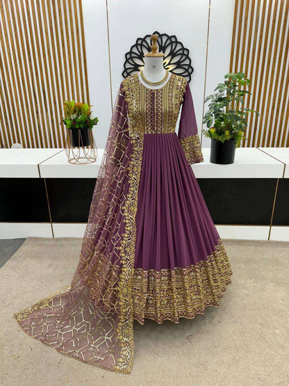 Faux Georgette Kesh125 3059 Gowns  Embroidery Anarkali Long Georgette Wedding Gowns