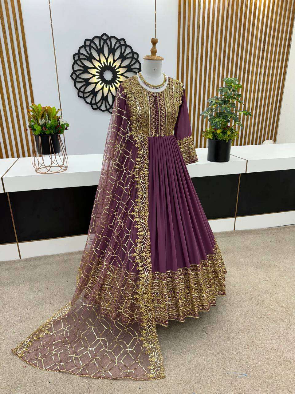 Faux Georgette Kesh125 3059 Gowns  Embroidery Anarkali Long Georgette Wedding Gowns