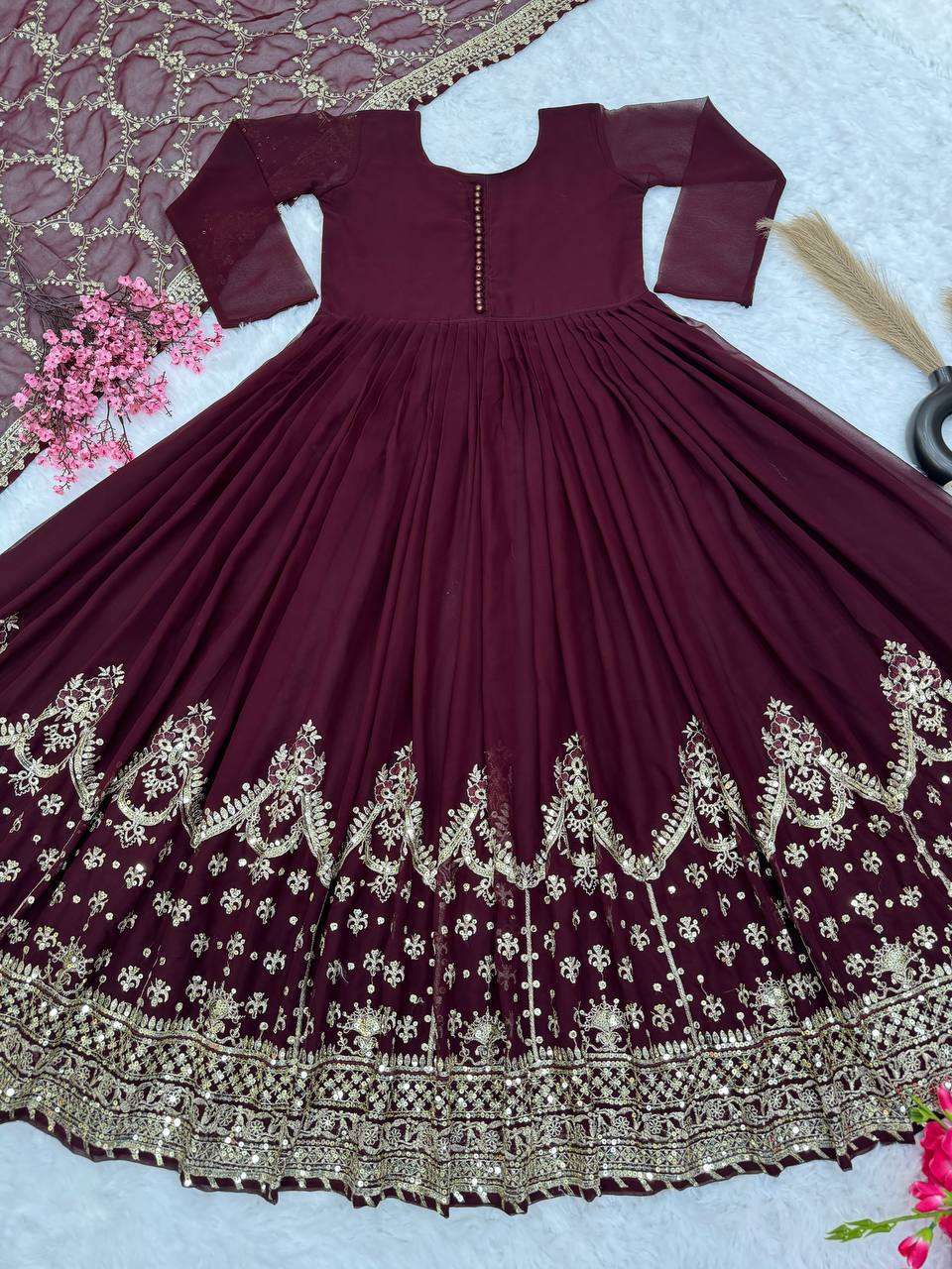 Faux Georgette Kesh125 3063 Gowns  Embroidery Anarkali Long Georgette Gowns