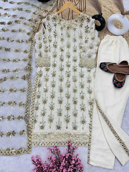 Faux Georgette Kesh125 3064 Suits & Dresses Islamic Clothing  Pakistani Embroidery Georgette Wedding Suits