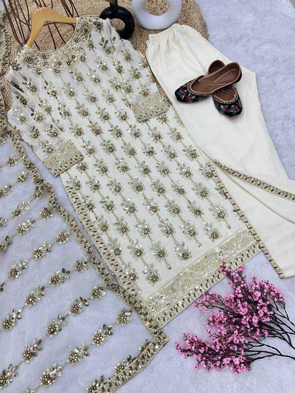 Faux Georgette Kesh125 3064 Suits & Dresses Islamic Clothing  Pakistani Embroidery Georgette Wedding Suits