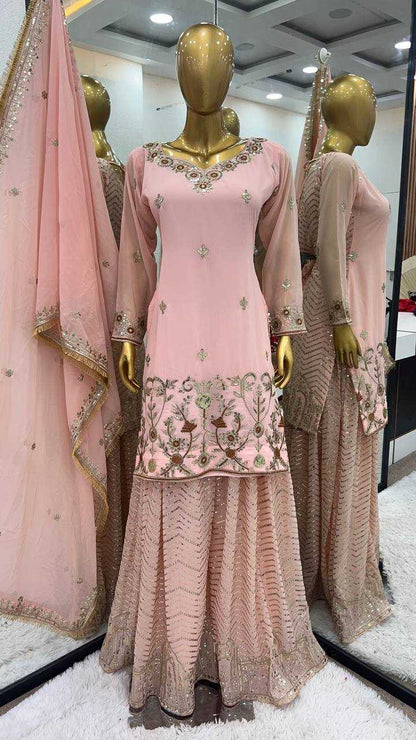 Faux Georgette Kesh125 3081 Suits & Dresses  Sharara Salwar Embroidery Georgette Wedding Diwali Collections Suits