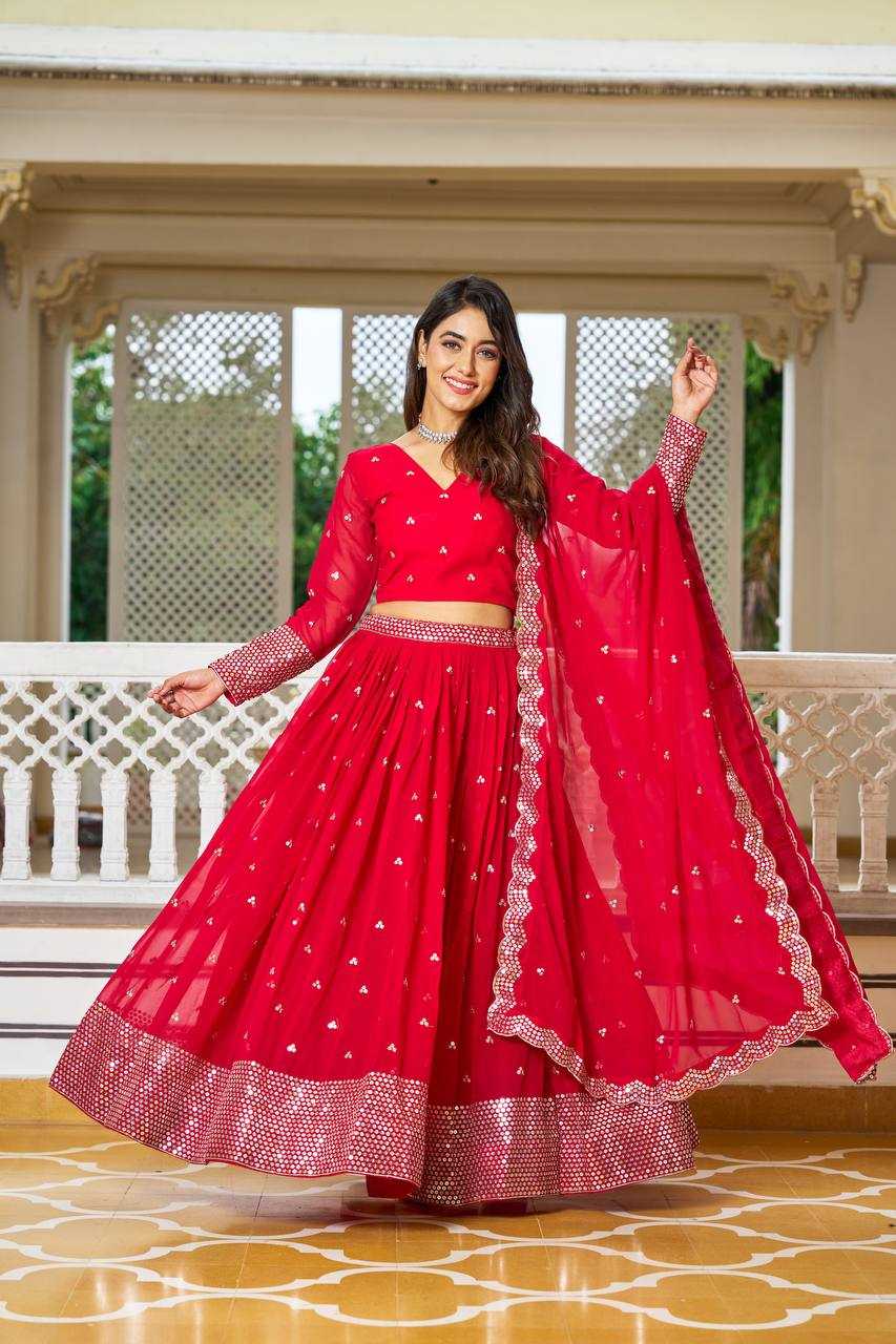 Faux Georgette Kesh127 017 Lehengas  Traditional Embroidered Lehengas