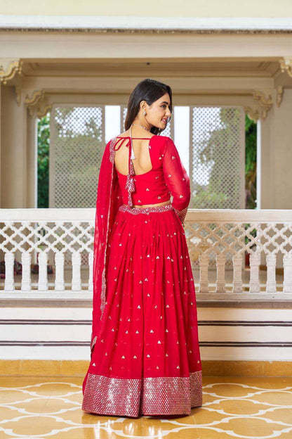 Faux Georgette Kesh127 017 Lehengas  Traditional Embroidered Lehengas