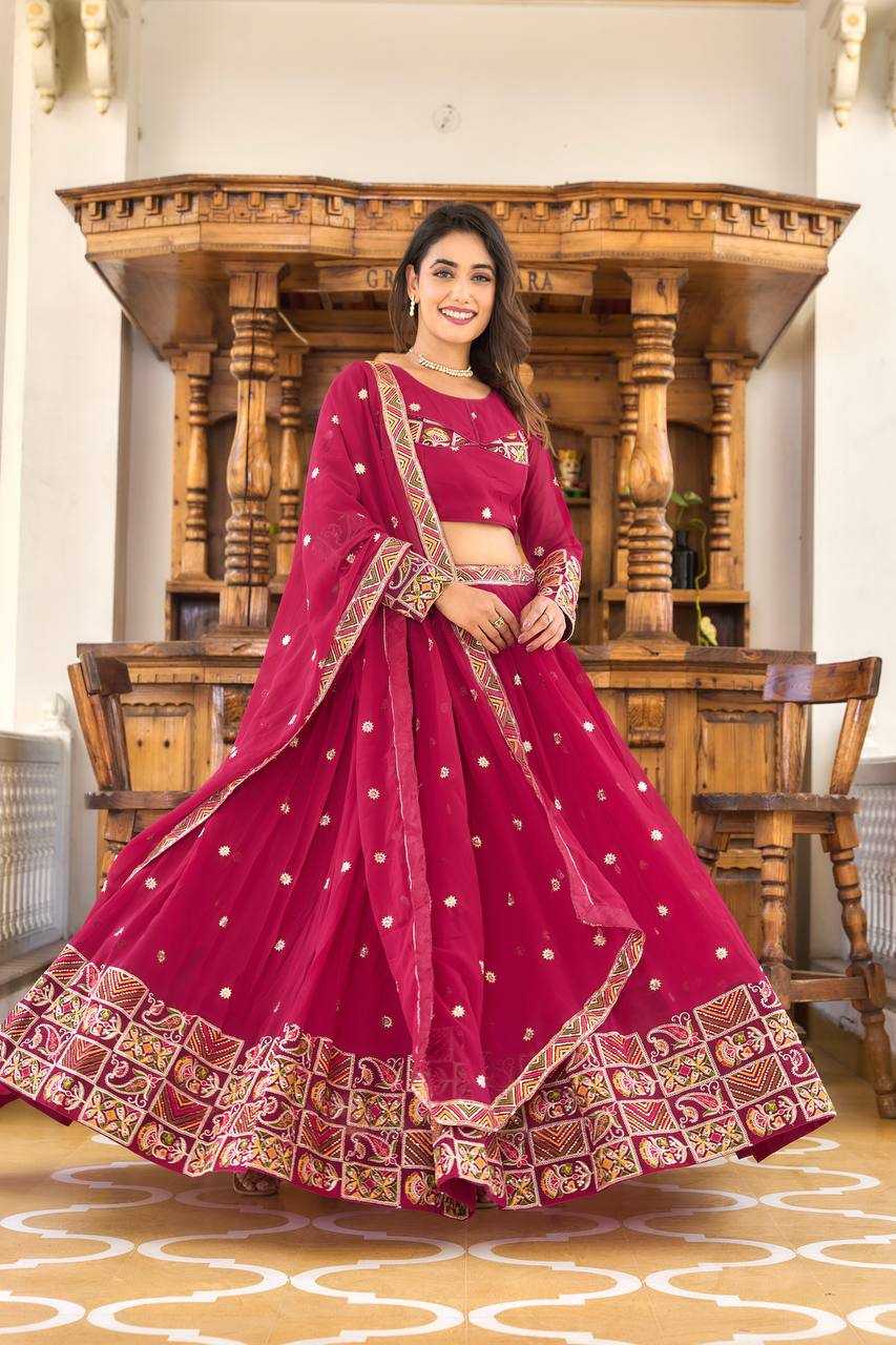 Faux Georgette Kesh127 019 Lehengas  Traditional Embroidered Lehengas