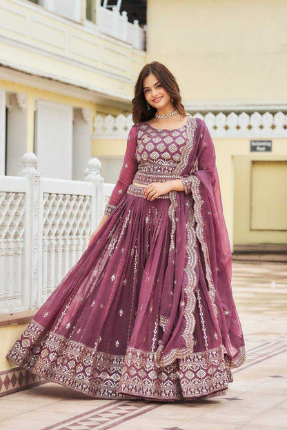 Faux Georgette Kesh127 026 Lehengas  Fancy Traditional Embroidered Lehengas