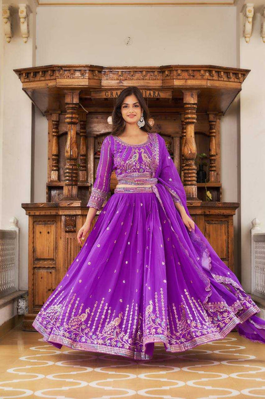 Faux Georgette Kesh127 027 Lehengas  Traditional Embroidered Lehengas