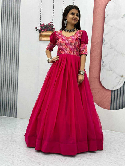 Faux Georgette Kesh127 030 Gowns  Printed Anarkali Long Georgette Gowns