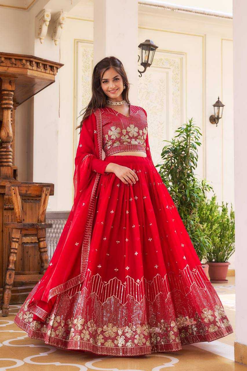 Faux Georgette Kesh127 033 Lehengas  Traditional Embroidered Lehengas