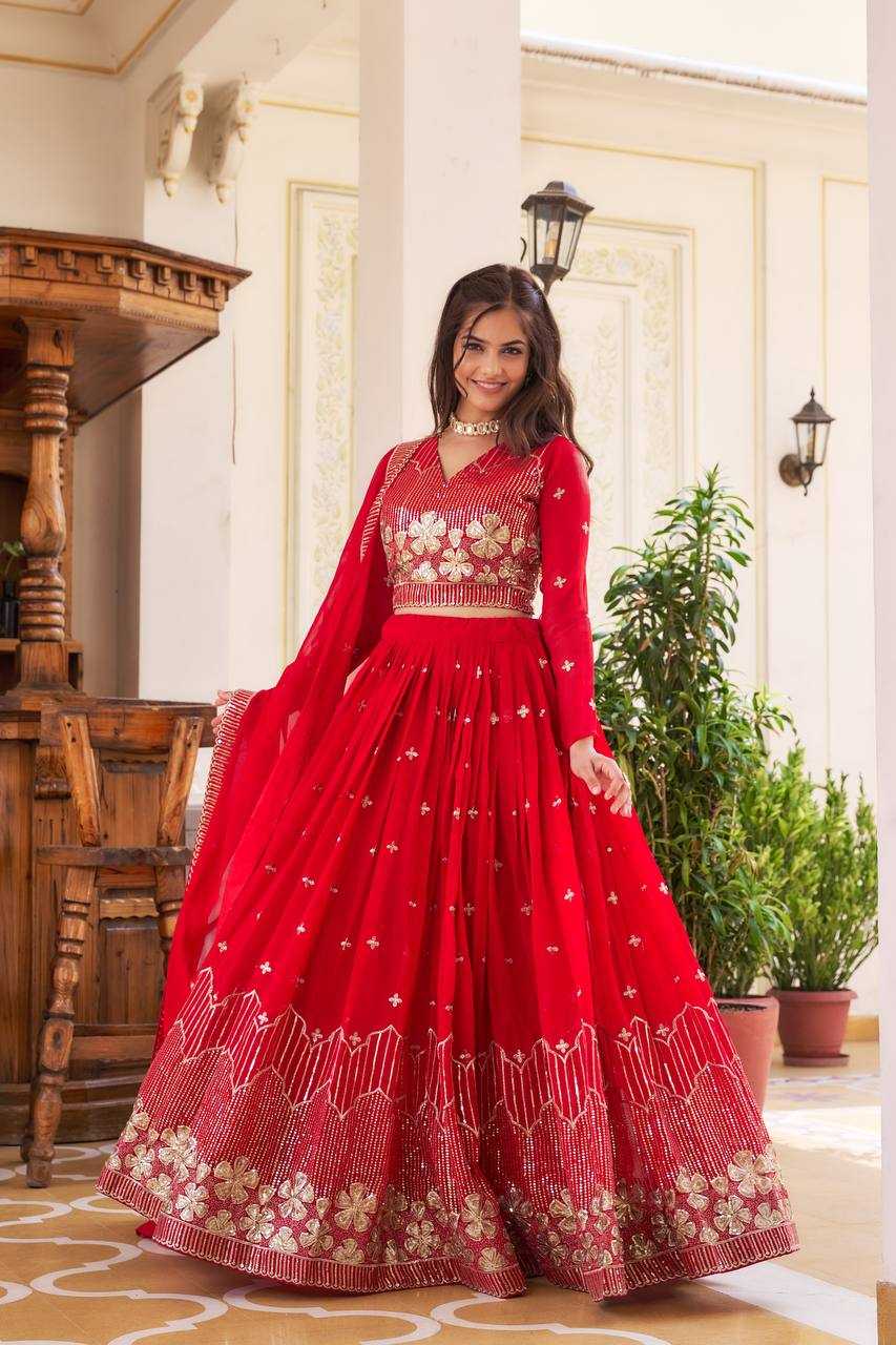 Faux Georgette Kesh127 033 Lehengas  Traditional Embroidered Lehengas