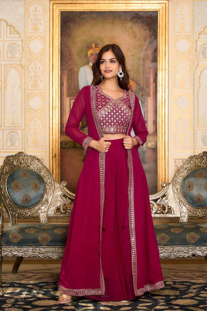 Faux Georgette Kesh127 036 Suits & Dresses  Indo Western Dresses Embroidery Georgette Suits