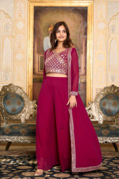 Faux Georgette Kesh127 036 Suits & Dresses  Indo Western Dresses Embroidery Georgette Suits