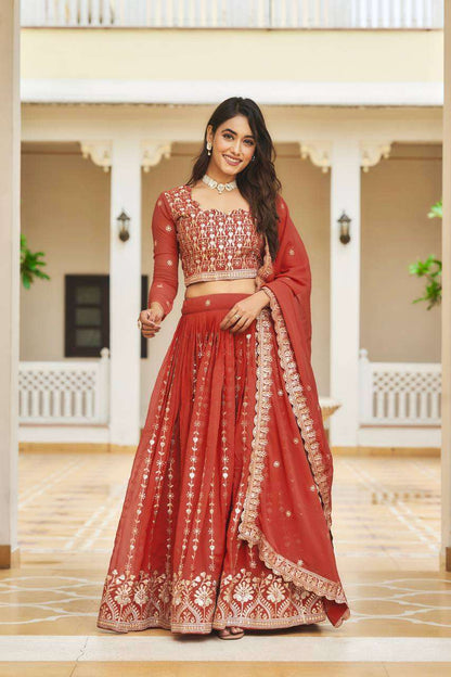 Faux Georgette Kesh127 039 Lehengas  Traditional Embroidered Lehengas