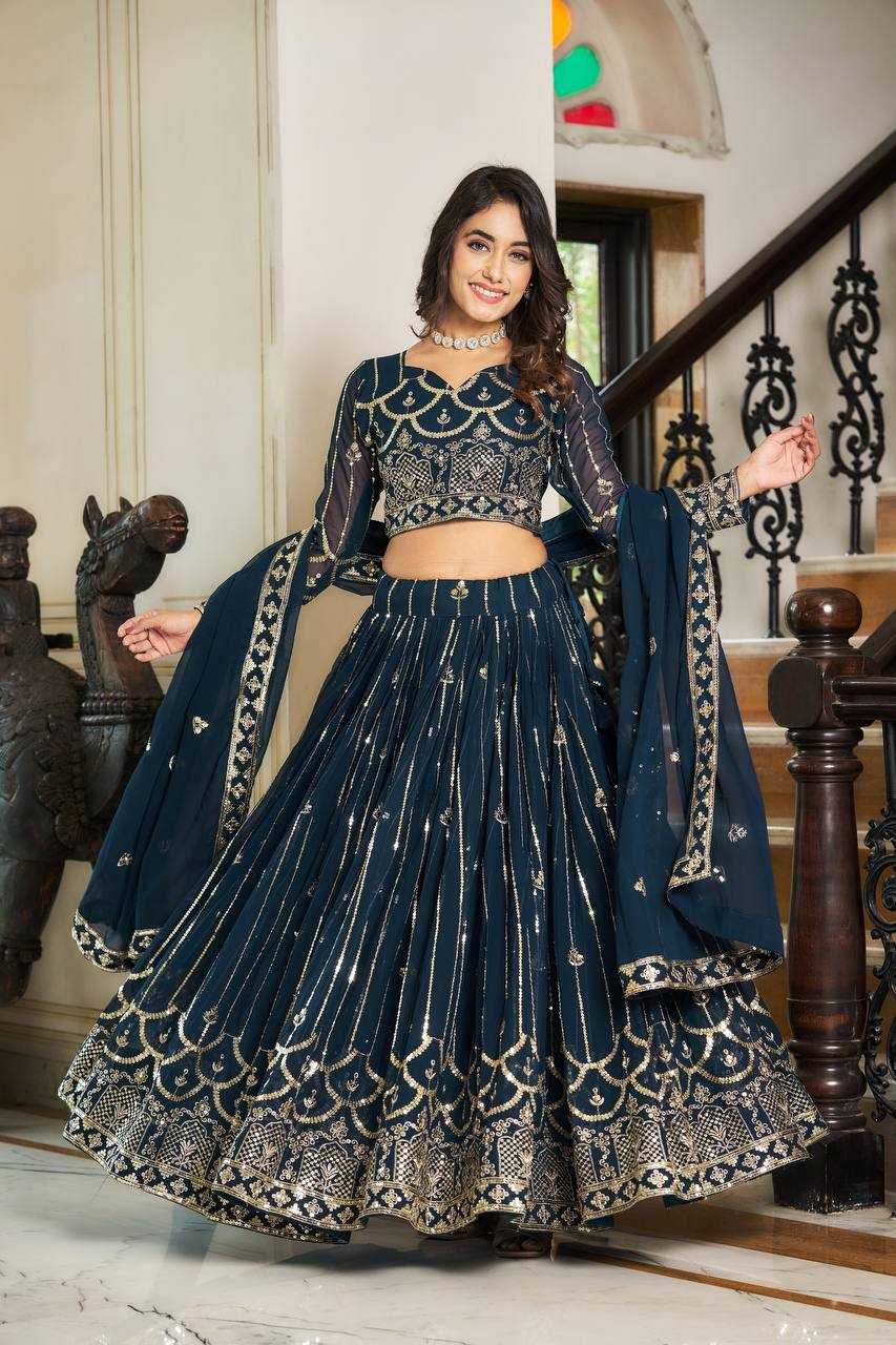 Faux Georgette Kesh127 054 Lehengas  Traditional Embroidered Lehengas