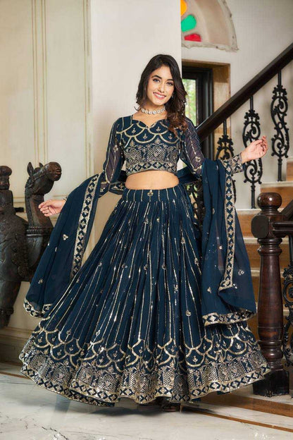 Faux Georgette Kesh127 054 Lehengas  Traditional Embroidered Lehengas