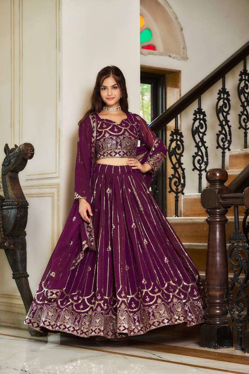 Faux Georgette Kesh127 054 Lehengas  Traditional Embroidered Lehengas