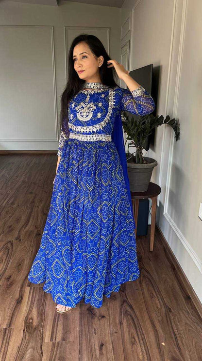 Faux Georgette Kesh127 59 Gowns  Embroidery Anarkali Long Georgette Full Sleeve Gowns