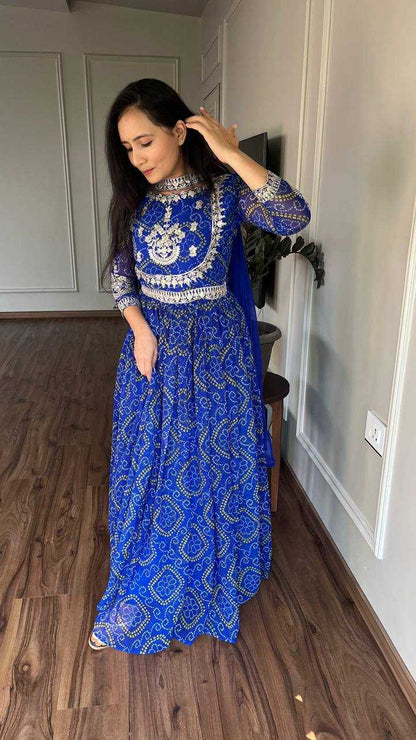 Faux Georgette Kesh127 59 Gowns  Embroidery Anarkali Long Georgette Full Sleeve Gowns