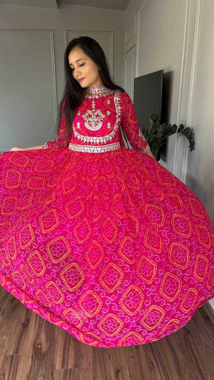 Faux Georgette Kesh127 59 Gowns  Embroidery Anarkali Long Georgette Full Sleeve Gowns