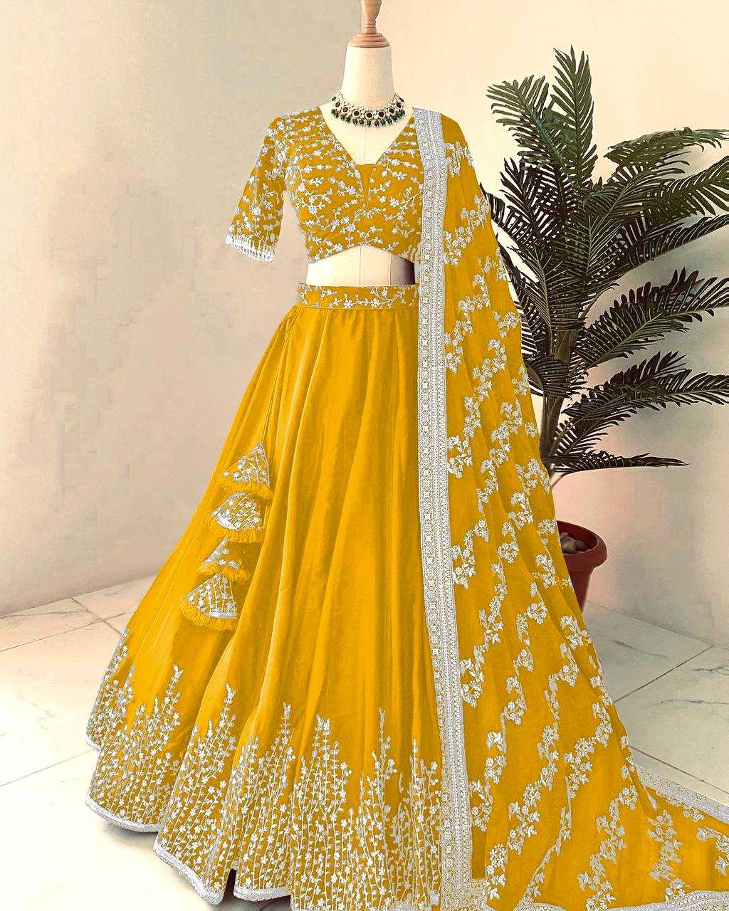 Faux Georgette Kesh128 358 Lehengas  Traditional Embroidery Lehengas