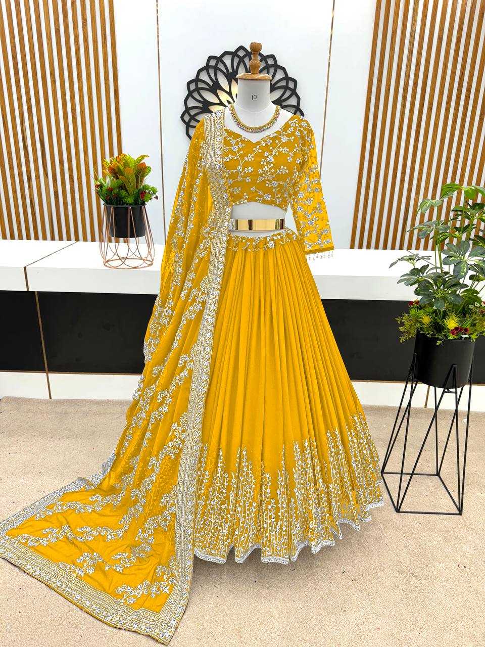 Faux Georgette Kesh128 358 Lehengas  Traditional Embroidery Lehengas