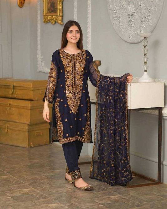 Faux Georgette Kesh128 368 Suits & Dresses Islamic Clothing  Ladies Pakistani Embroidery Georgette Suits