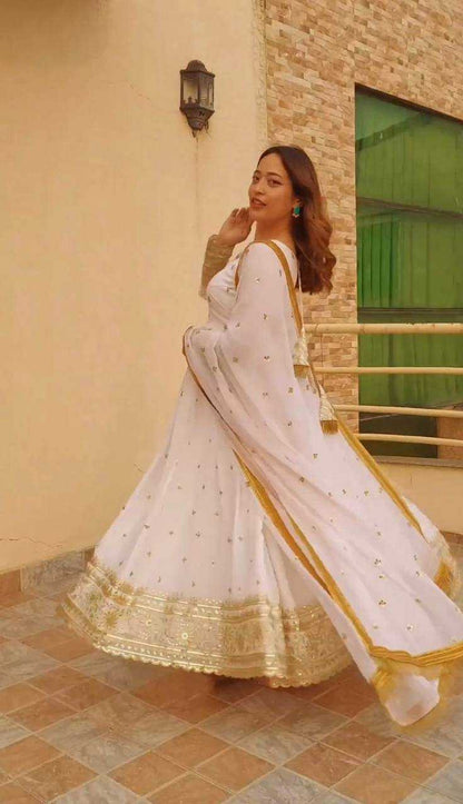 Faux Georgette Kesh128 382 Gowns  Embroidery Anarkali Long Georgette Gows