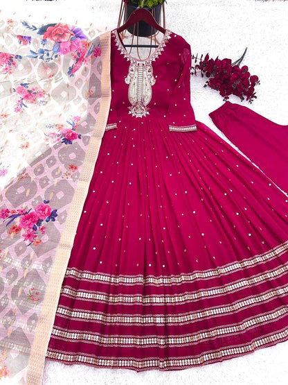 Faux Georgette Kesh128 383 Gowns  Embroidery Anarkali Long Georgette Gowns