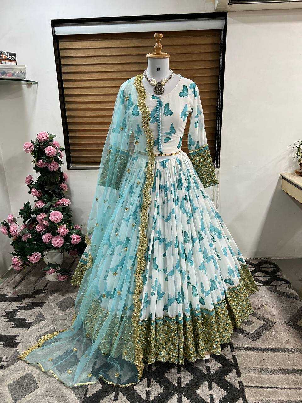 Faux Georgette Kesh129 223 Lehengas  Traditional Printed Embroidered Lehengas