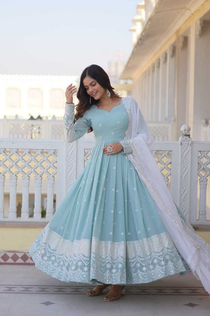 Faux Georgette Kesh133 1071 Gowns  Embroidery Anarkali Long Georgette Gowns